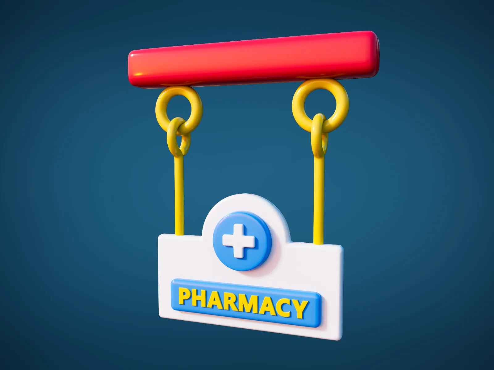 Cartoon Pharmacy Sign 3D Model