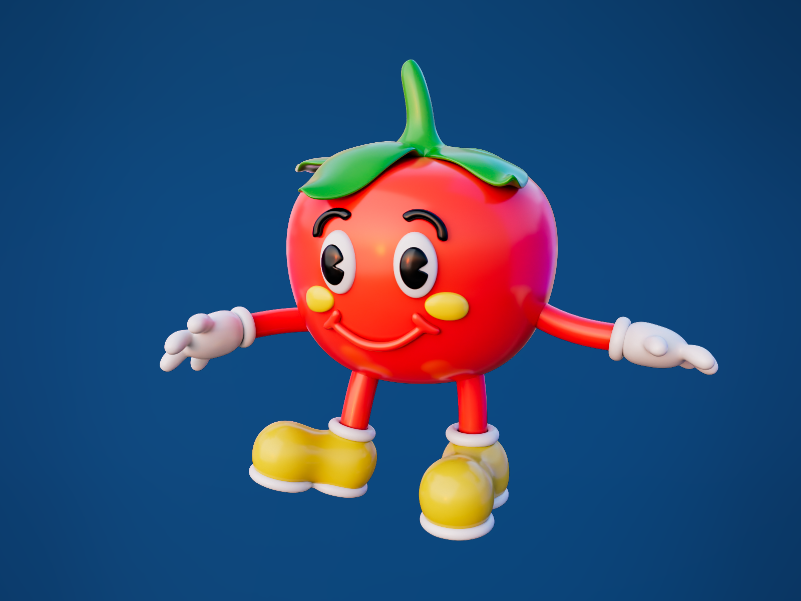 Cartoon Tomato Character 3D Model