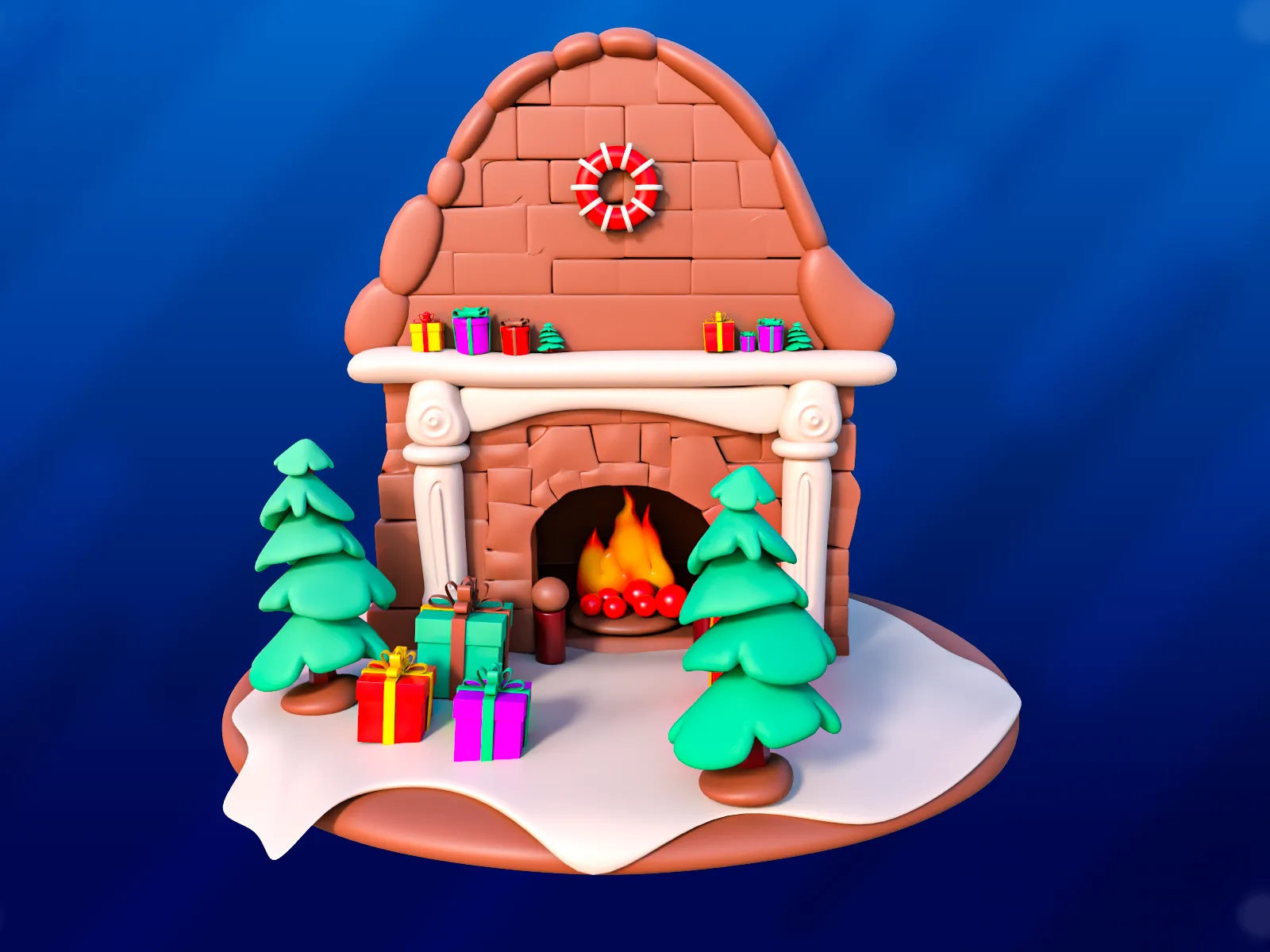 Christmas Chimney Set 3D Model