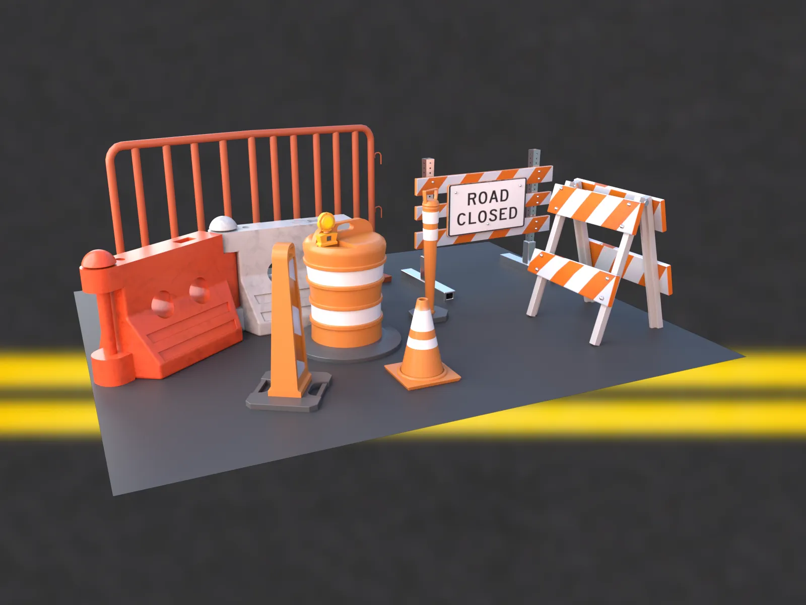 Road Traffic Props 02 3D Model