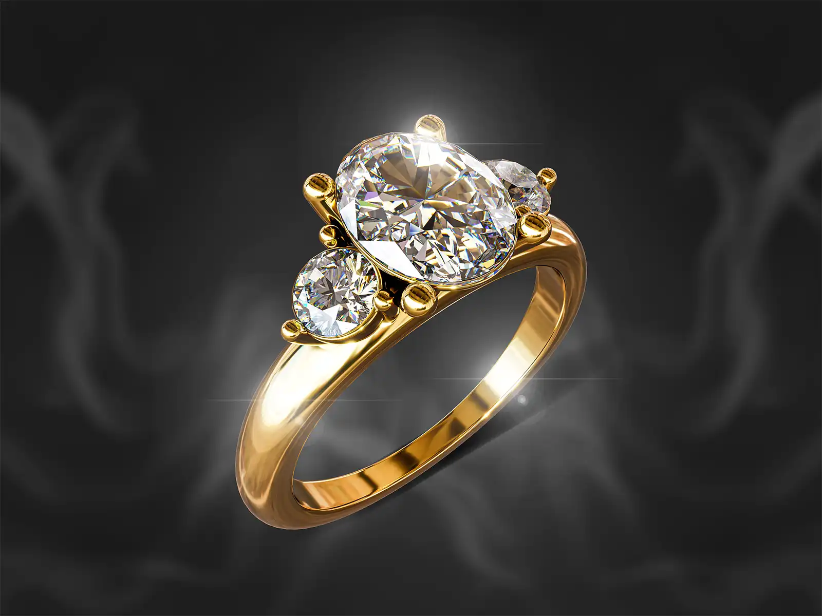Three Stone Engagement Ring 3D Model
