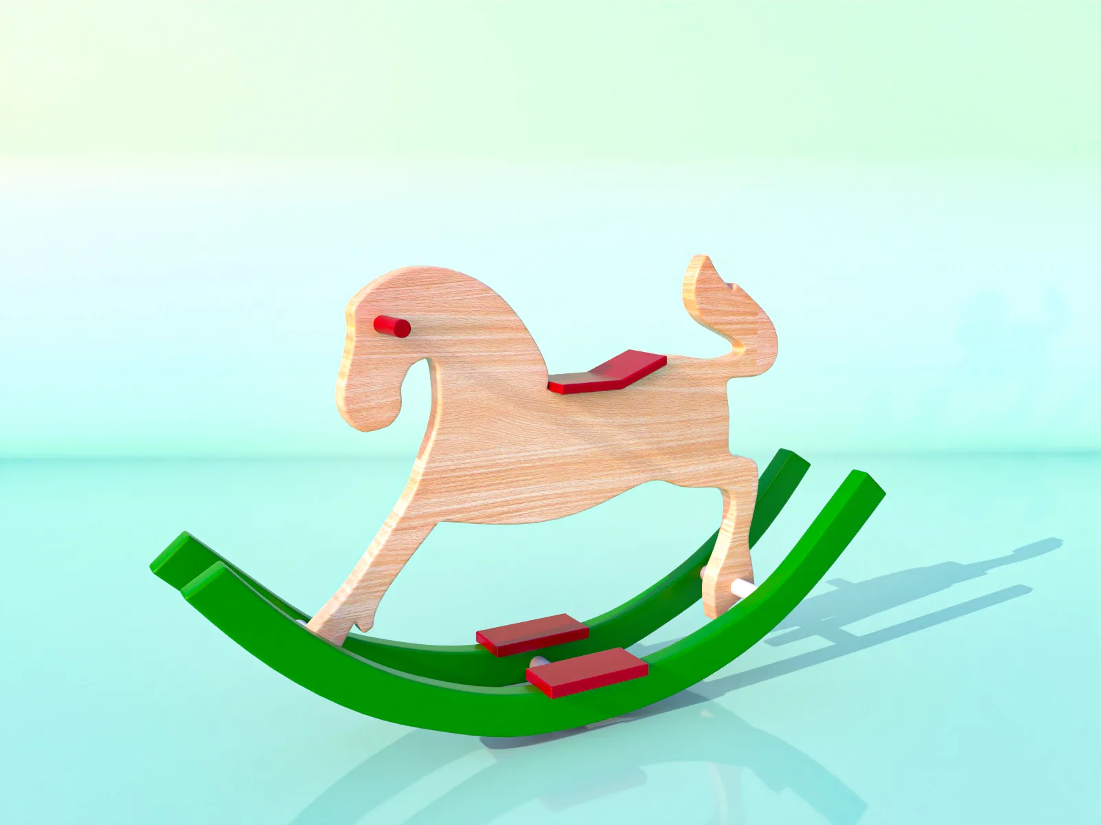 Wooden Horse Rocking Chair 3D Model