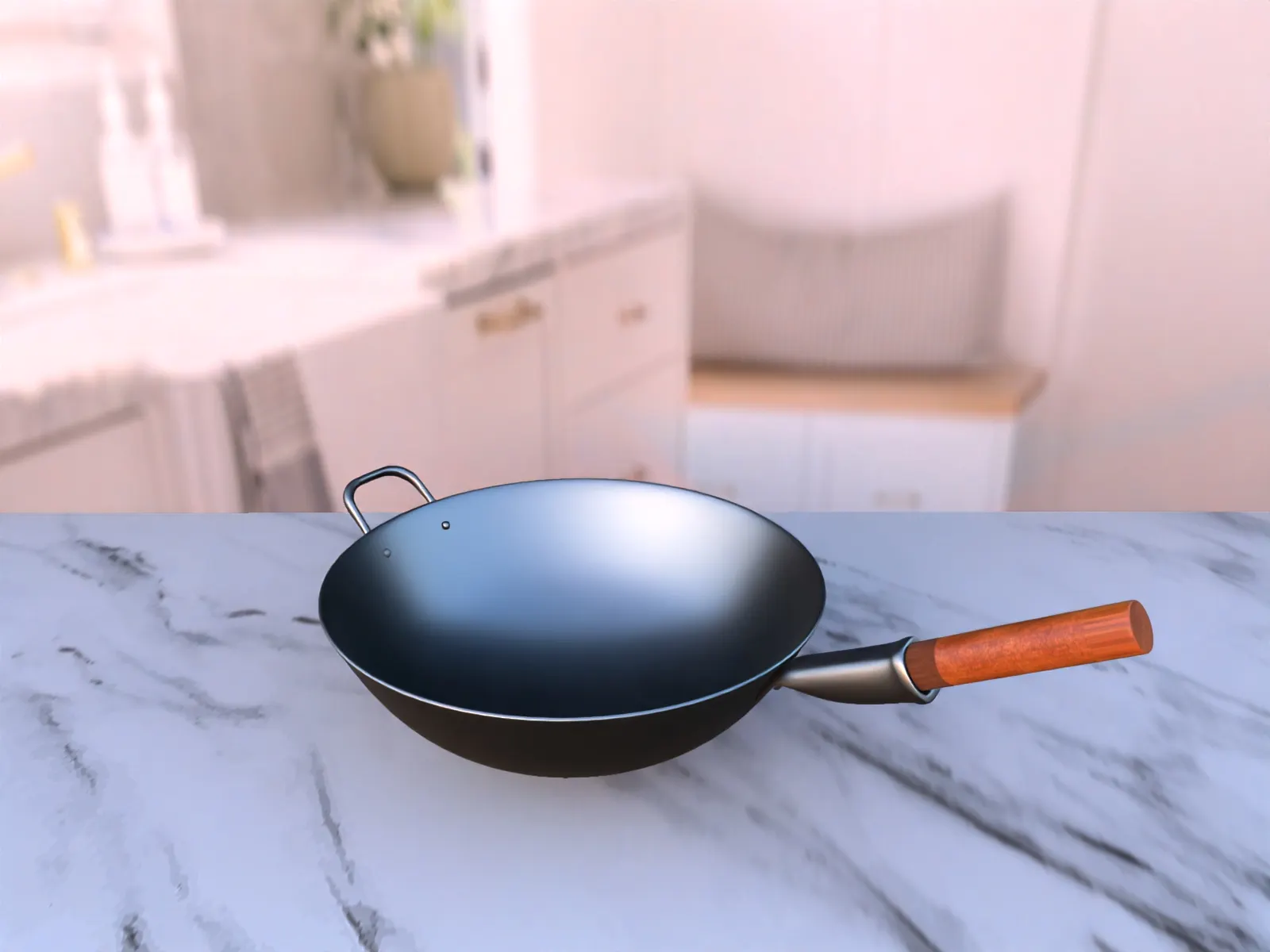 Wok With Wooden Handle