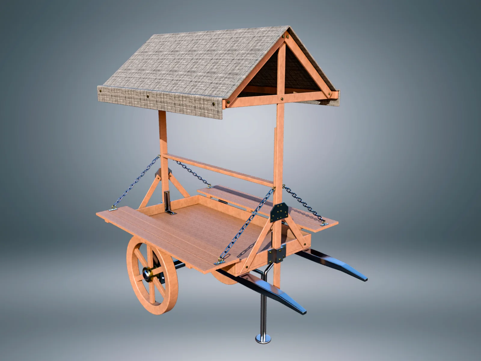 Wood Market Cart 3D Model