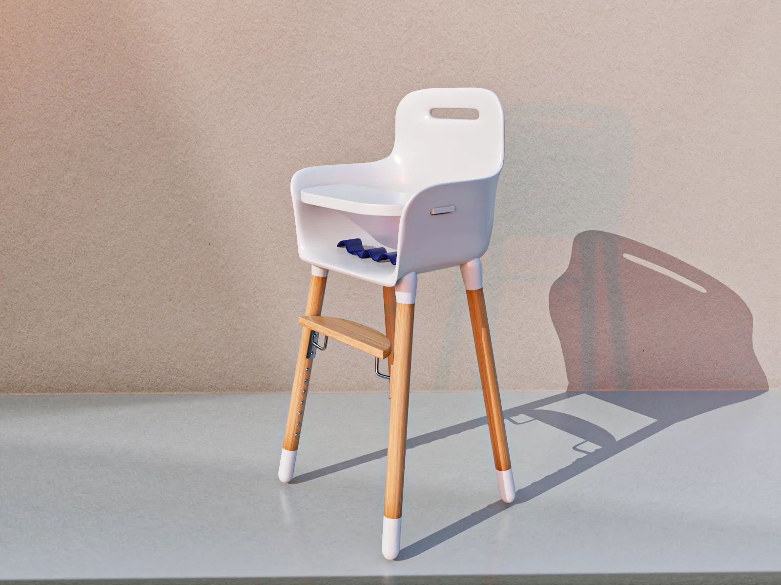 Wooden Baby High Chair 3D Model