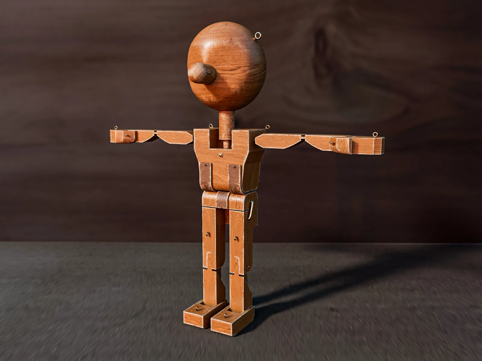 Wooden character T pose 3D Model