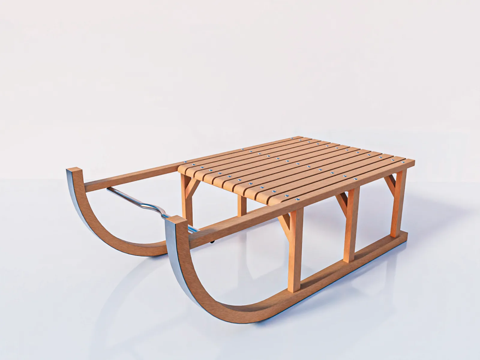 Wooden Snow Sledge 3D Model